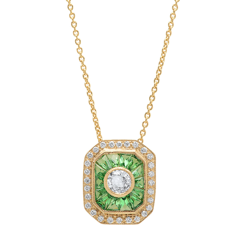 Tsavorite, Diamond and White Sapphire Necklace | Beverley K