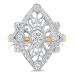 Two-Tone Filigree Diamond Ring | Beverley K