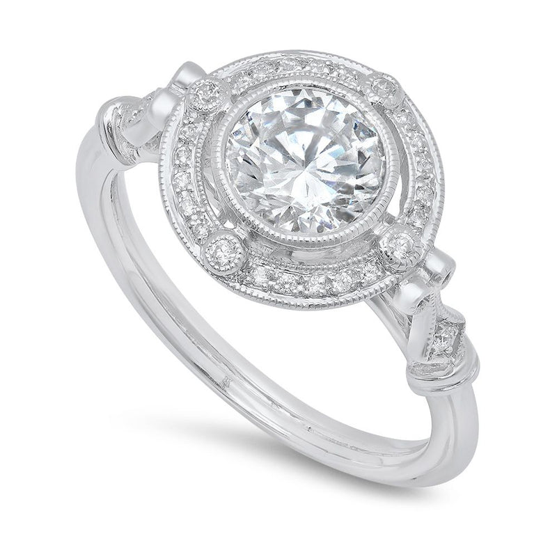 Vintage Style Diamond Halo Engagement Ring Setting | Beverley K