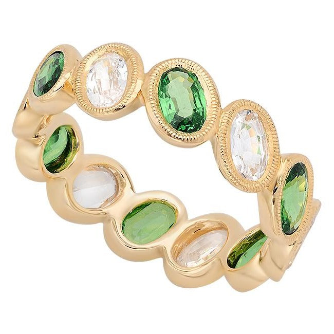 White Sapphire and Tsavorite Eternity Band | Beverley K