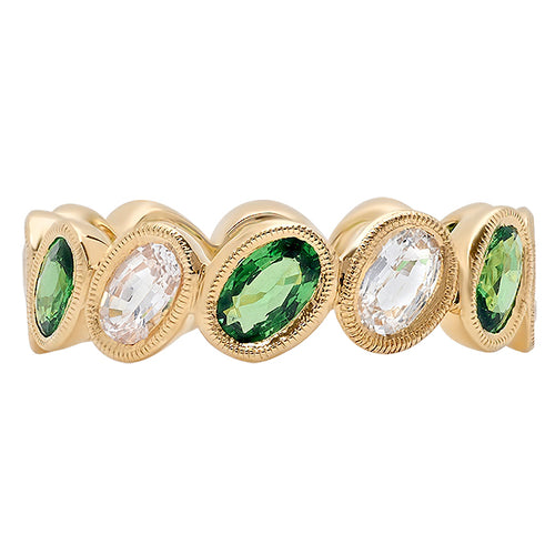 White Sapphire and Tsavorite Eternity Band