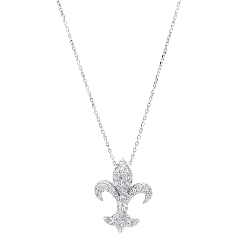 Diamond Fleur-De-Lis Pendant - Small Version