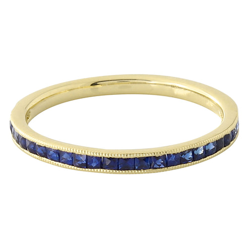 Channel Set French Cut Sapphire Band Halfway Around