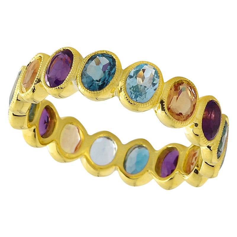 Bezel Set Multi Color Gemstone Eternity Band