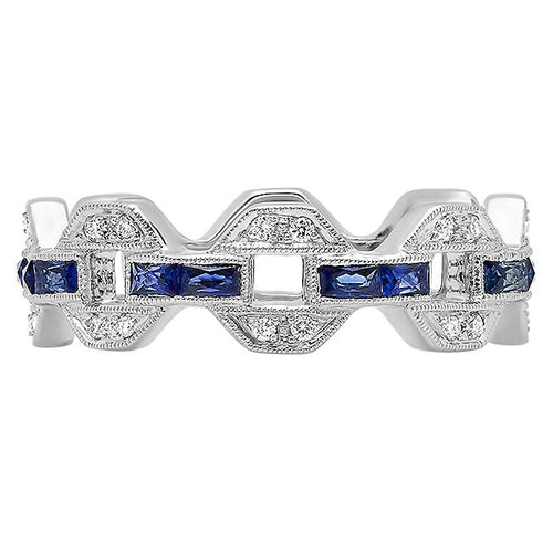 French Cut Sapphire and Diamond Links Band