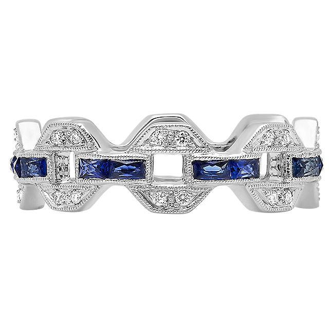 French Cut Sapphire and Diamond Links Band