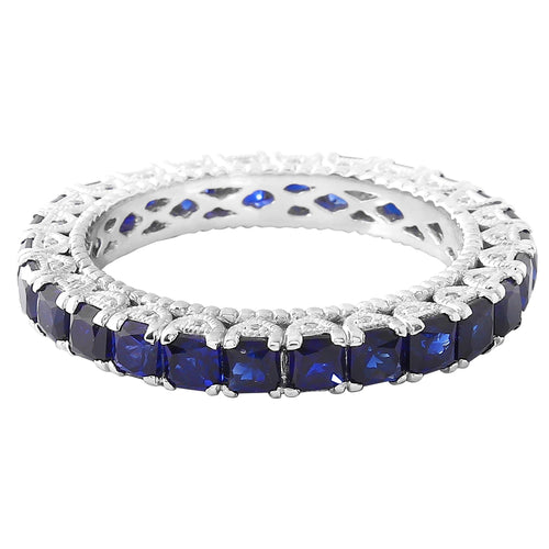 Princess Cut Sapphire and Diamond Eternity Band