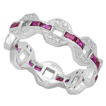 French Cut Ruby and Diamond Links Band