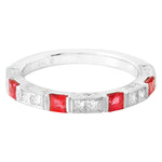 Princess Cut Ruby and Diamond Band set Halfway