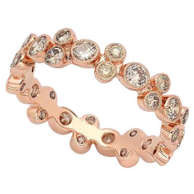 Rose Gold Diamond and Cognac Bubble Band