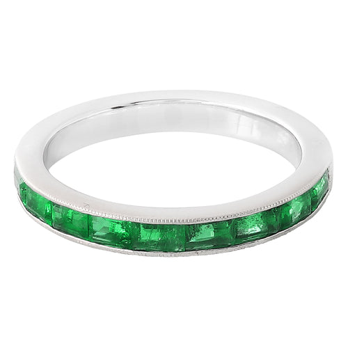 Channel Set Baguette Cut Emerald Band Halfway Around