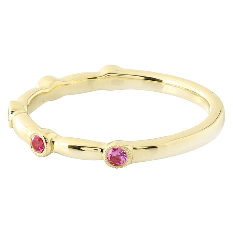 Bezel Set Pink Sapphire Station Band Halfway Around