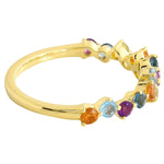 Multi-Color Round Gemstone Band Halfway Around