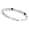 Blue Sapphire and Diamond Bezel Set Band Halfway Around