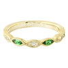 Bezel Set Marquise Cut White Sapphire and Tsavorite Band Halfway Around