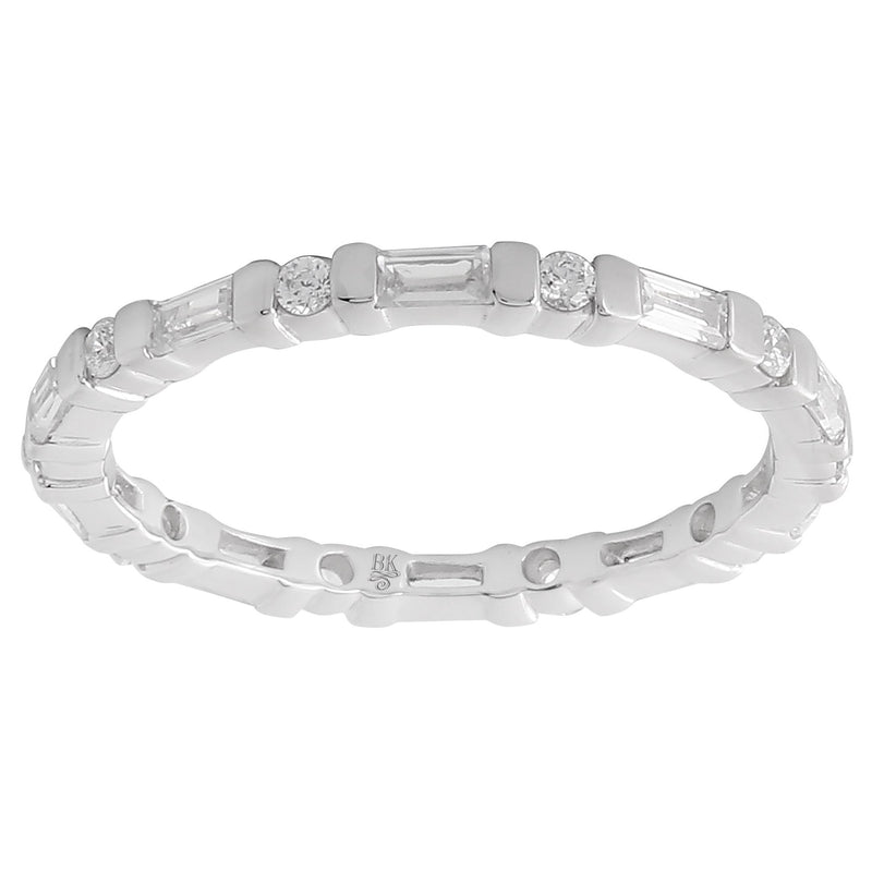 Bar Set Round and Baguette Cut Diamond Eternity Band