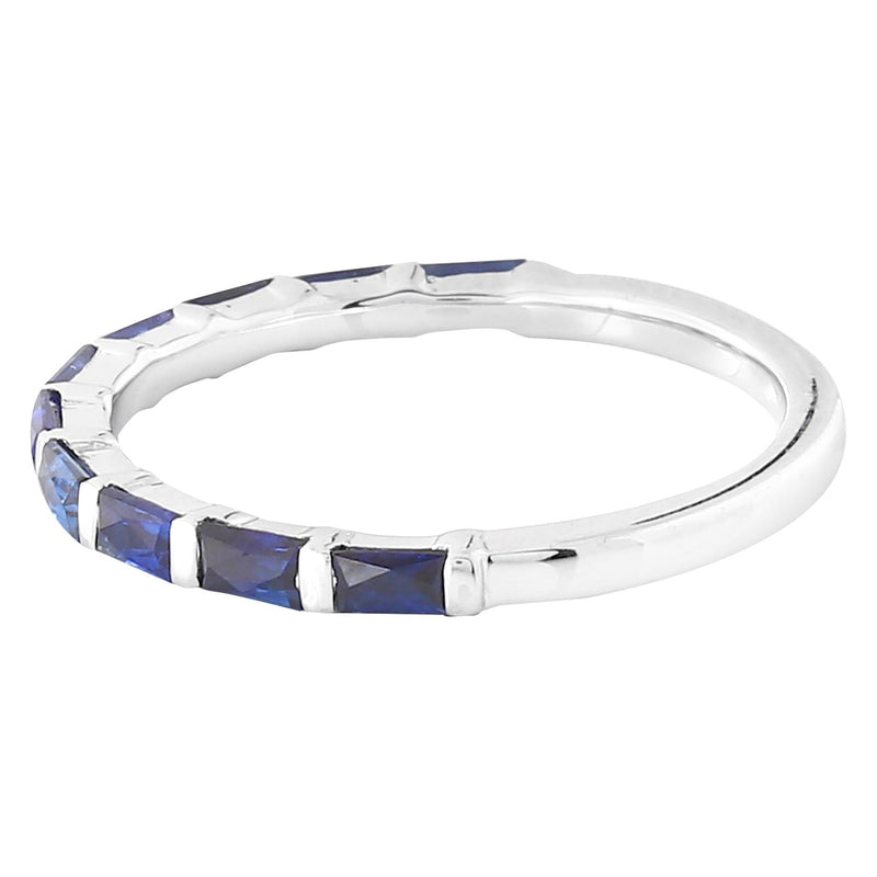 Bar Set Baguette Cut Sapphire Band Halfway Around