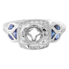 Sapphire and Diamond Floral Engagement Semi-Mount