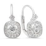 Bezel Set Diamond Leverback Earrings