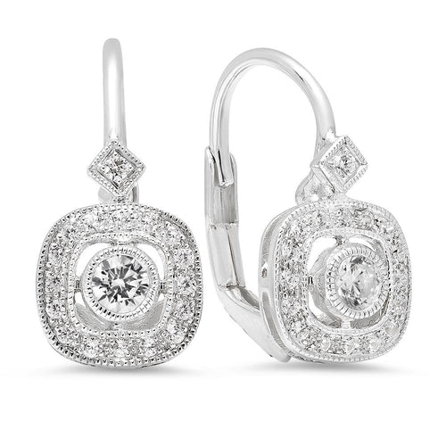 Bezel Set Diamond Leverback Earrings