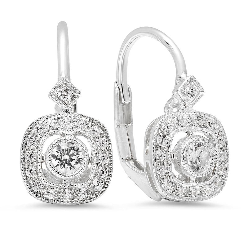 Bezel Set Diamond Leverback Earrings