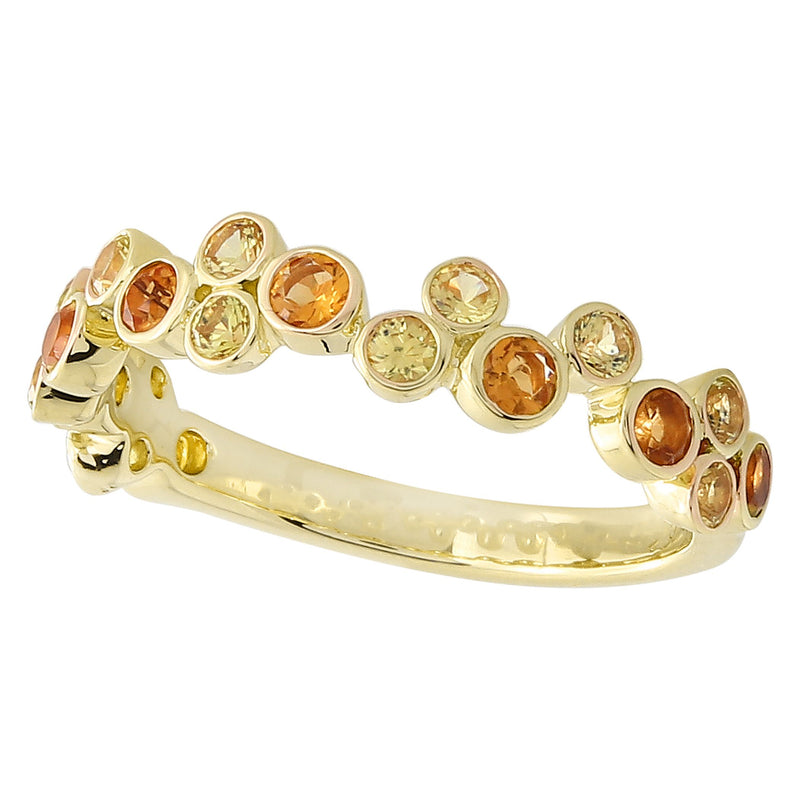 Bezel Set Citrine and Yellow Sapphire Band Halfway Around