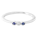 Bezel Set Sapphire and Diamond Fashion Band with Milgrain