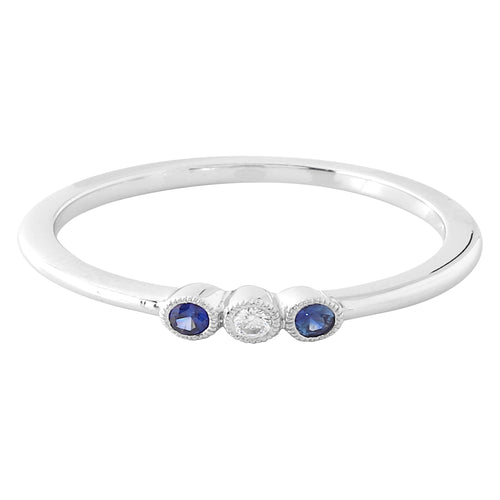 Bezel Set Sapphire and Diamond Fashion Band with Milgrain
