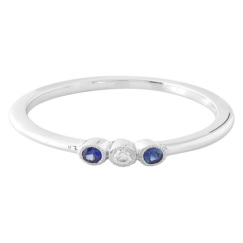 Bezel Set Sapphire and Diamond Fashion Band with Milgrain