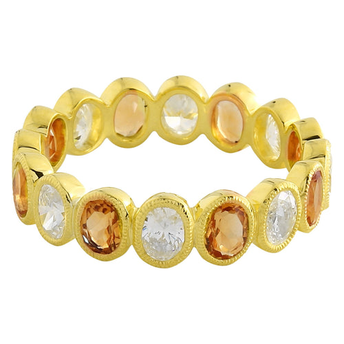 Bezel Set Citrine and White Sapphire Eternity Band