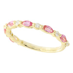 Marquise Cut Pink Sapphire and Diamond Band Halfway Around