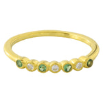 Bezel Set Tsavorite and Diamond Fashion Band with Milgrain