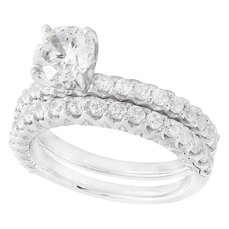 Three Sided Diamond Prong Set Engagement Set