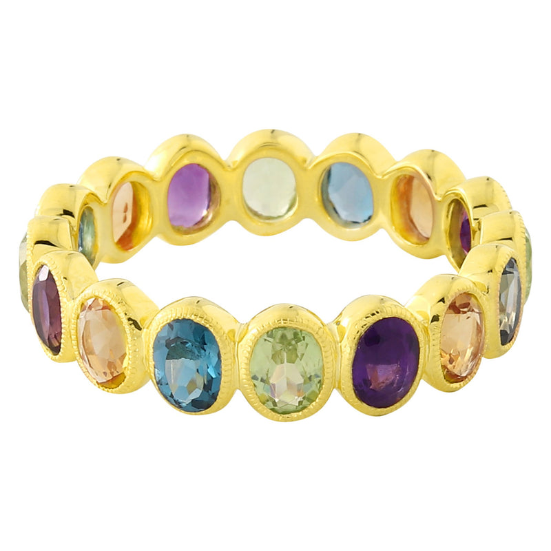 Bezel Set Multi Color Gemstone Eternity Band