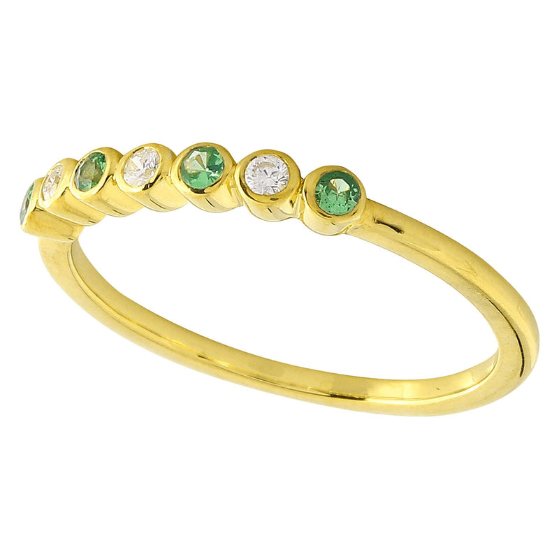 Bezel Set Tsavorite and Diamond Fashion Band