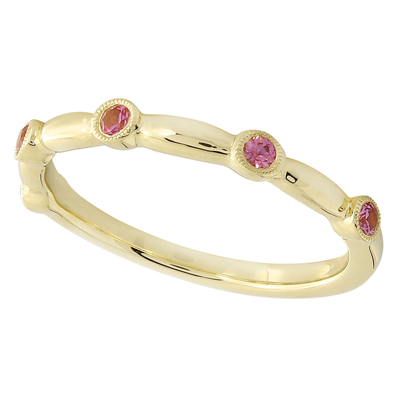 Bezel Set Pink Sapphire Station Band Halfway Around
