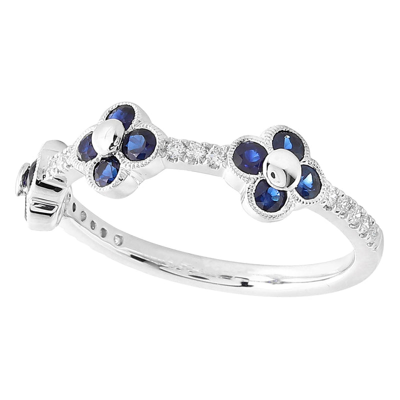 Sapphire and Diamond Clover Band Halfway Around