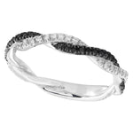 Round Cut Black and White Diamond Infinity Eternity Band