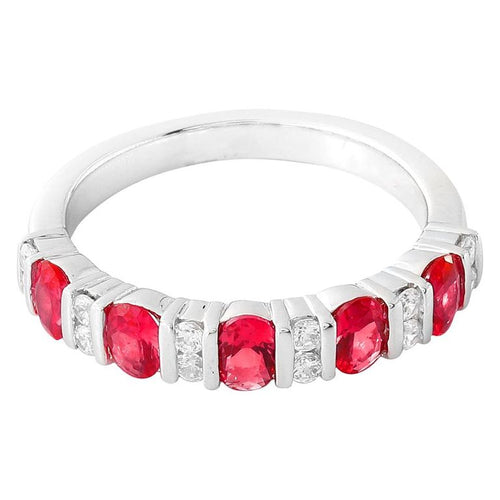 Oval Ruby and Diamond Channel Set Band