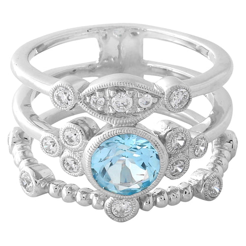 Round Bezel Set Aquamarine Fashion Ring