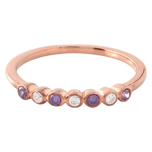 Bezel Set Amethyst and Diamond Fashion Band