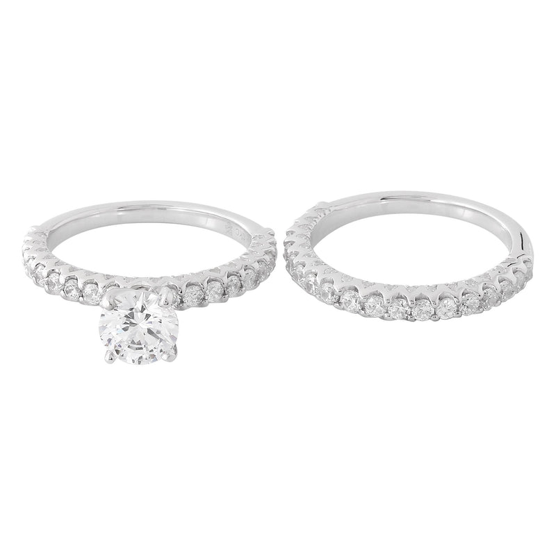 Three Sided Diamond Prong Set Engagement Set