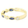 Bezel Set Marquise Cut Sapphire and White Sapphire Band Halfway Around
