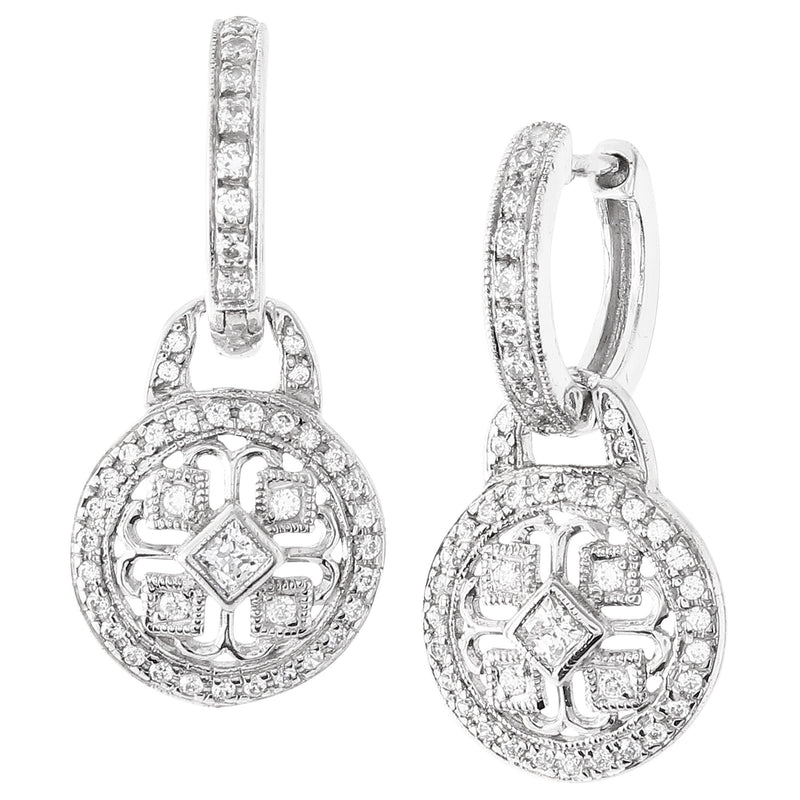 Bezel Set Princess Cut Diamond Huggie Earrings