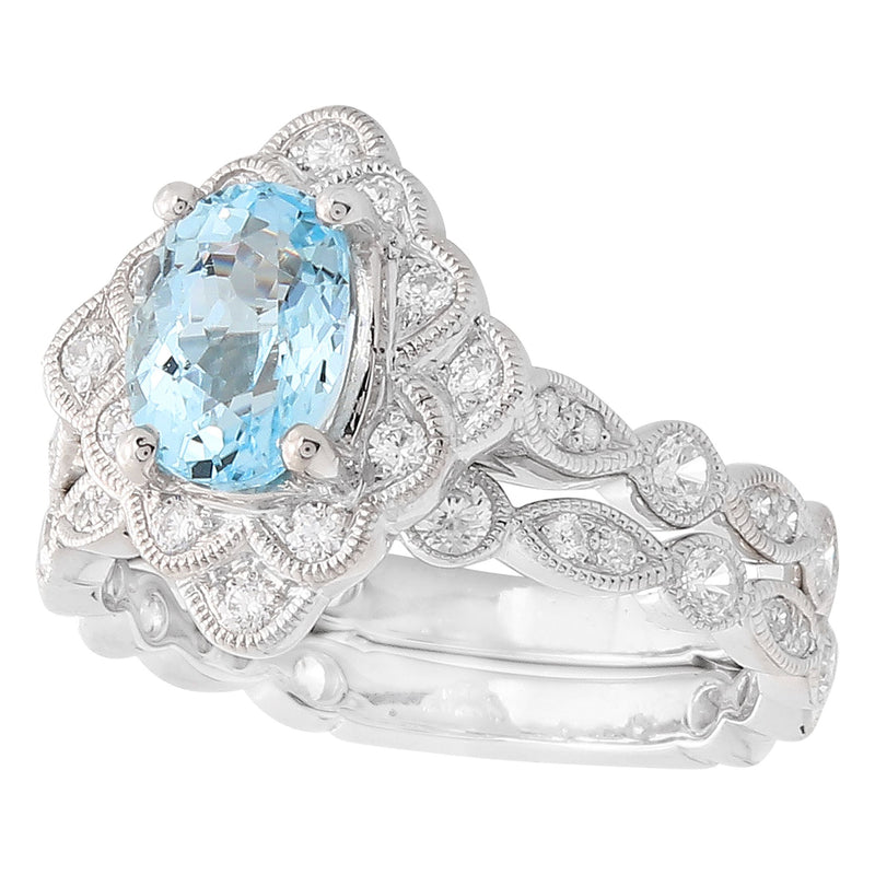 Aquamarine Mount with Matching Diamond Band