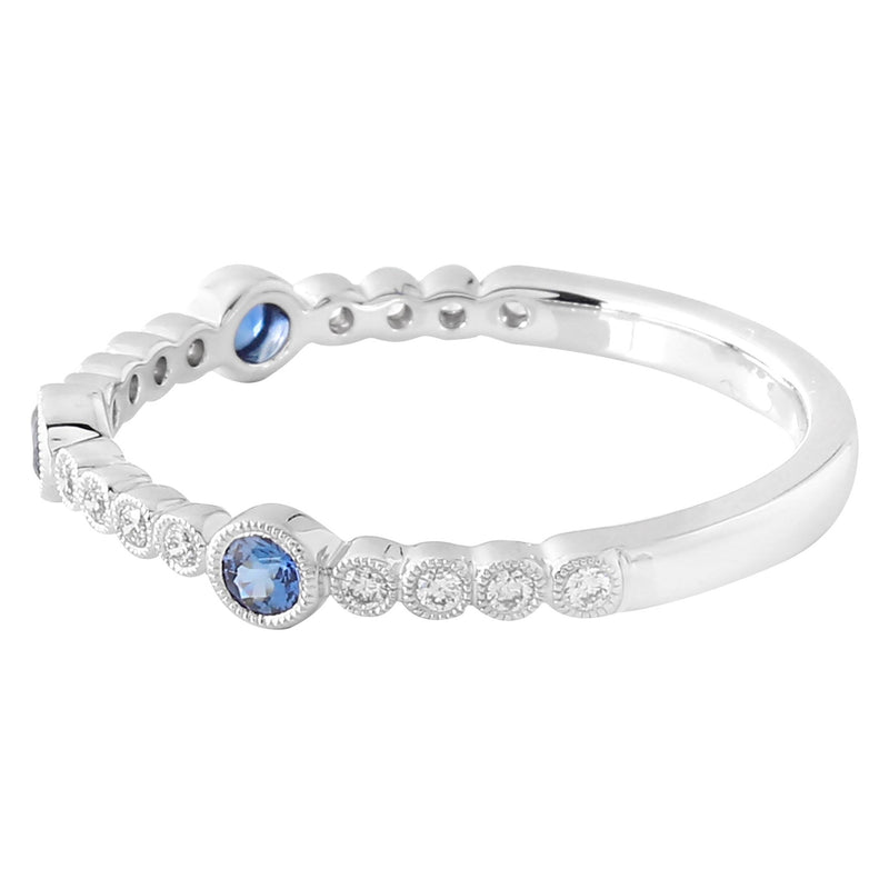 Bezel Set Sapphire and Diamond Band Halfway Around