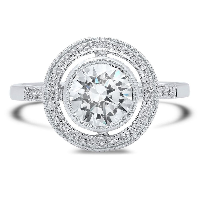 6.5mm Round Diamond Halo Engagement Semi-Mount