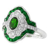 French Cut Tsavorite and Diamond Ring