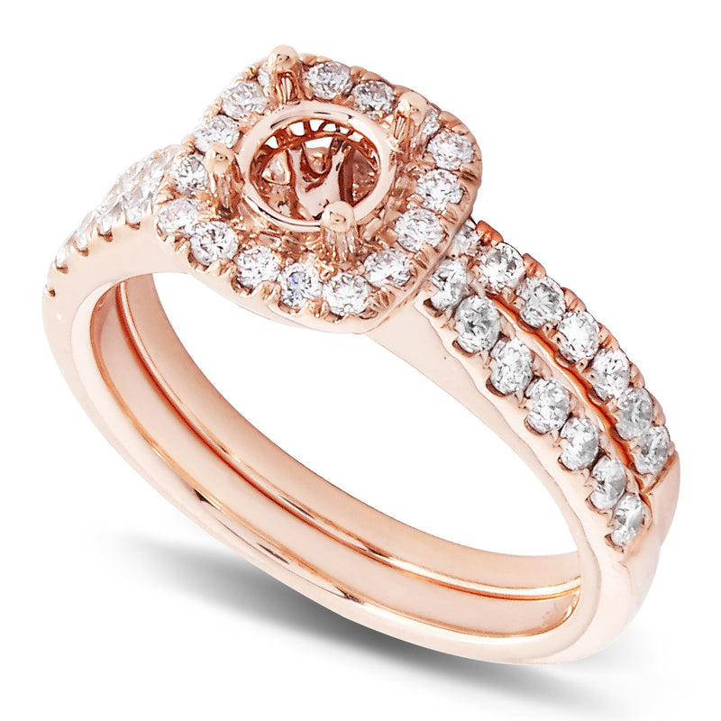 Shared Prong Diamond Wedding Set