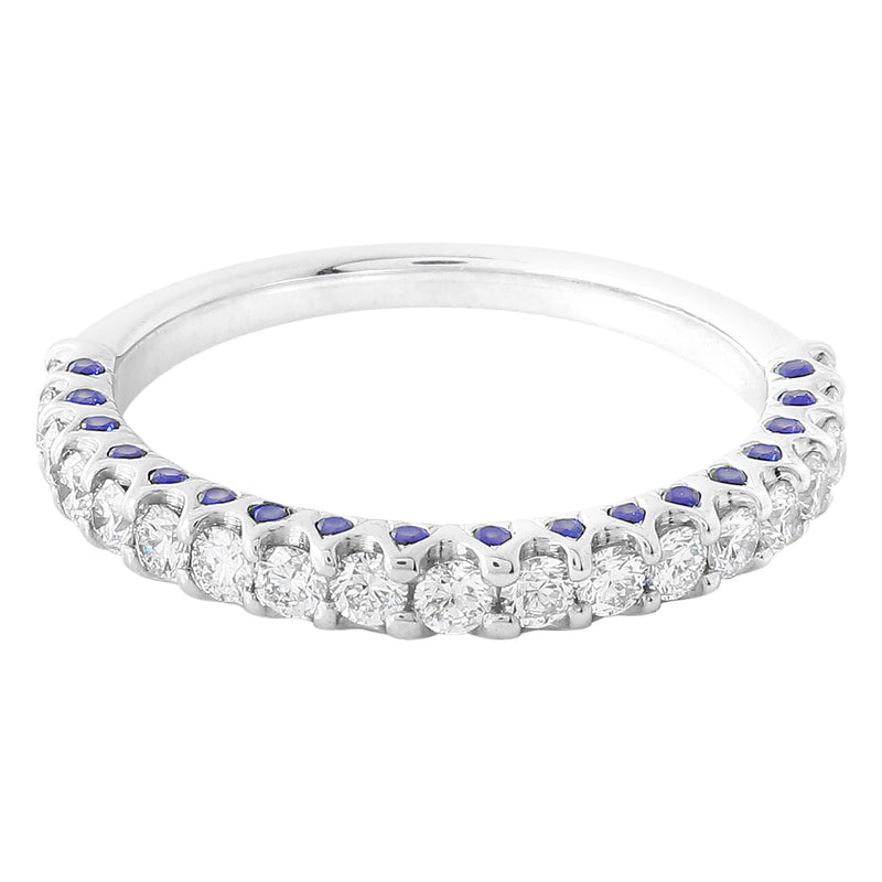 Three Sided Diamond and Sapphire Band Halfway Around